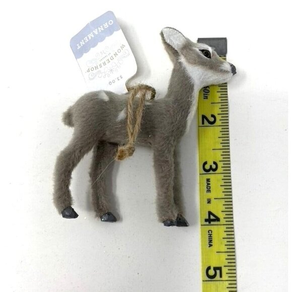 Target Faux Fur Grey Deer Christmas Tree Ornament Gray with Spots Wondershop™ - Picture 8 of 11
